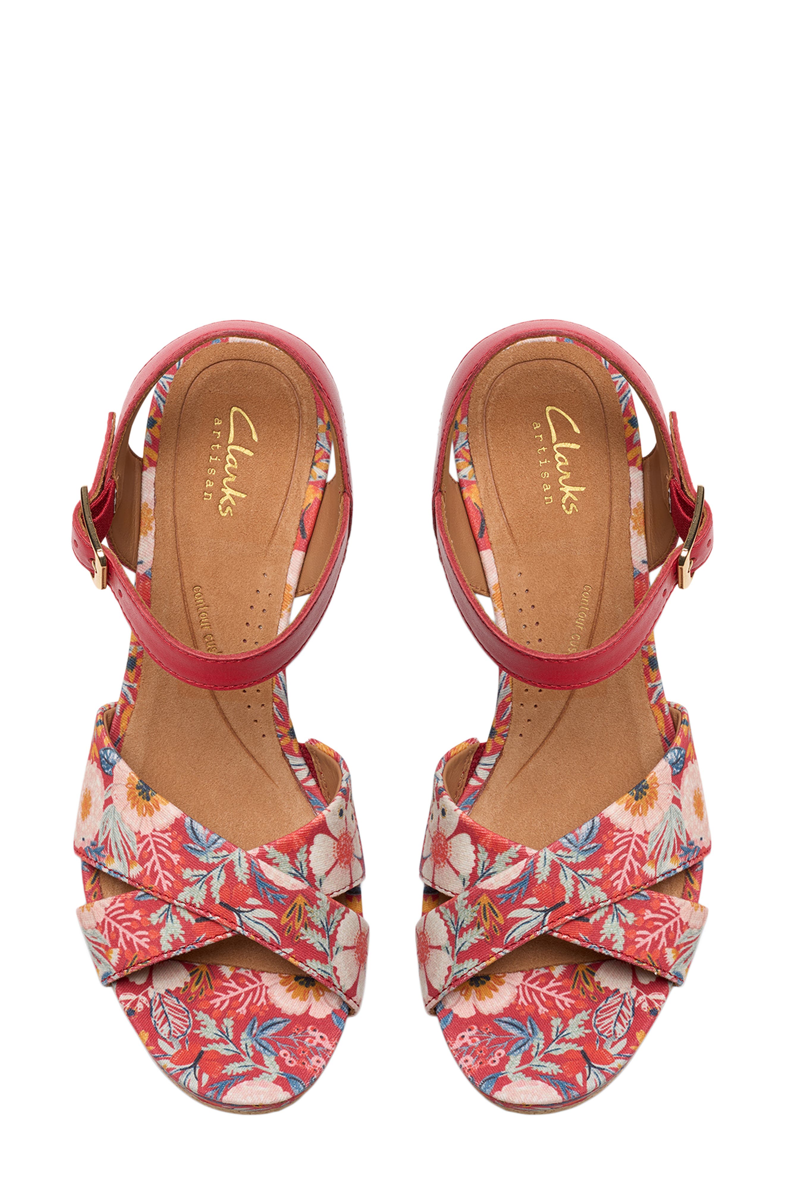 Chicly Floral Wedge Sandal, Alternate, color, RED PRINT