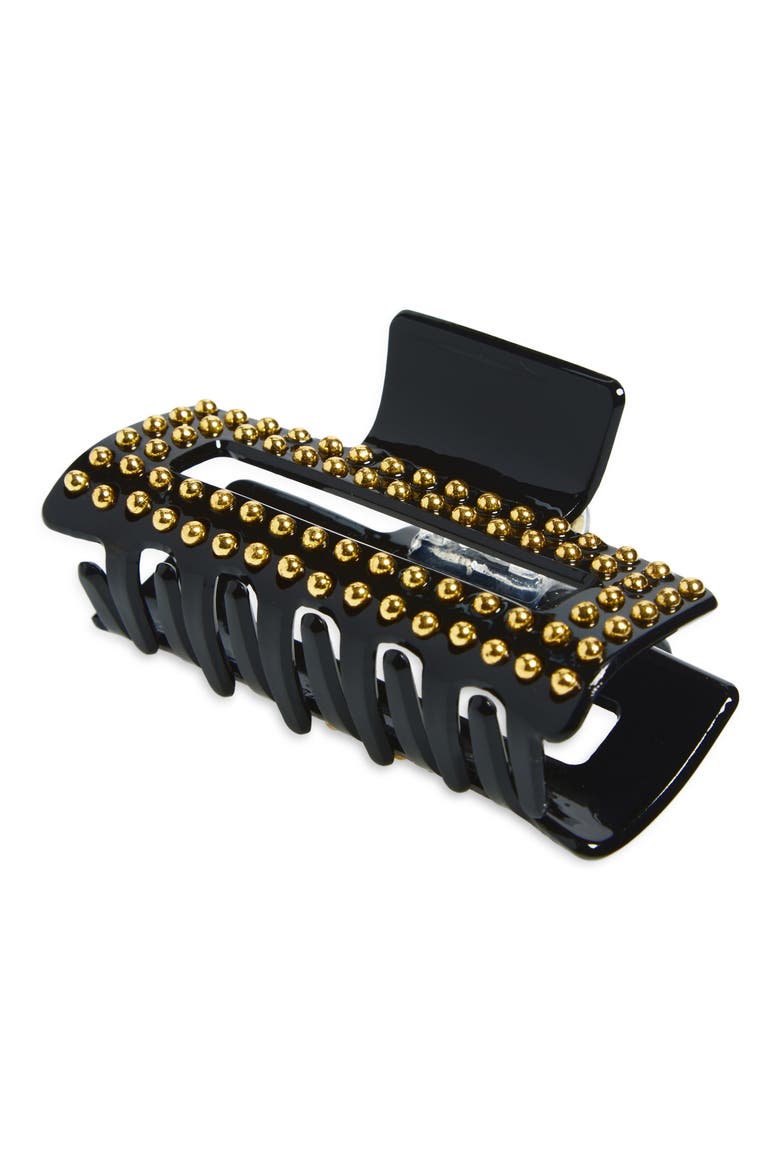 Aveline Beaded Claw Clip, Main, color, BLACK/ GOLD