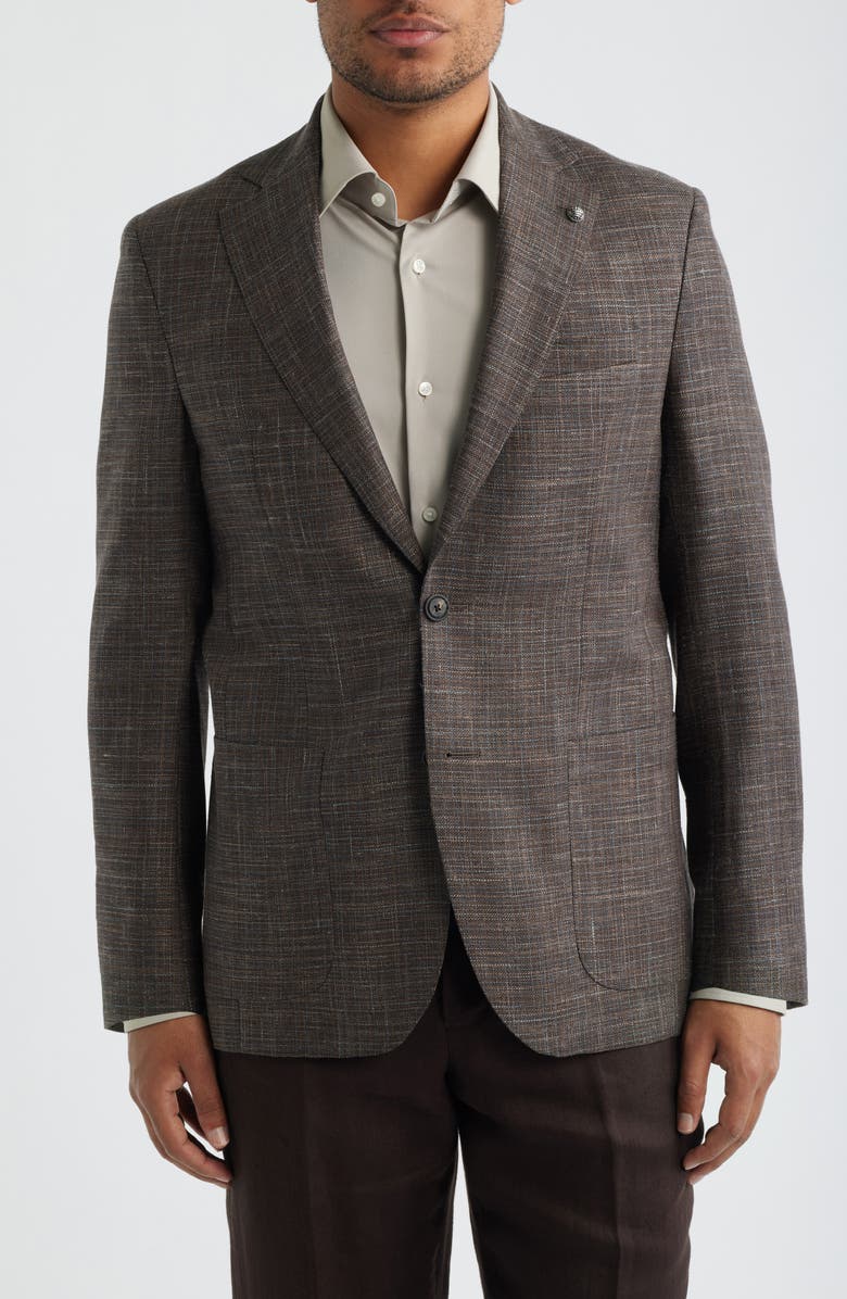 Jack Victor Hampton Brown Slub Wool Blend Sport Coat, Alternate, color, Brown