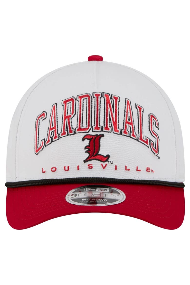Men's New Era White/Red Louisville Cardinals Arch Two-Tone Rope 9FORTY A-Frame M-Crown Adjustable Hat, Alternate, color, White