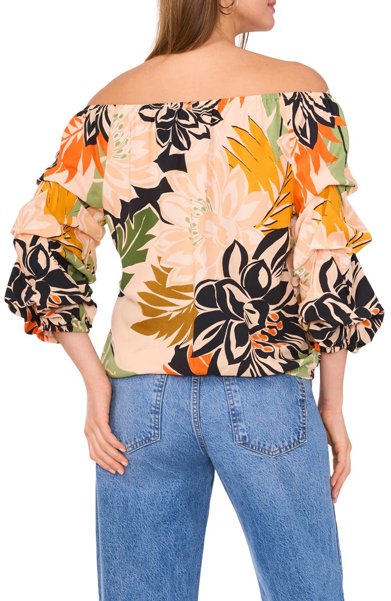 Vince Camuto Floral Off the Shoulder Bubble Sleeve Top, Alternate, color, Multi