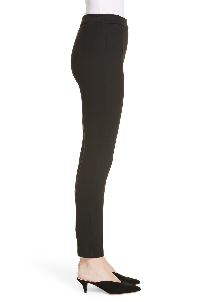 Pintucked Pull-On Skinny Jersey Pants, Alternate, color, BLACK