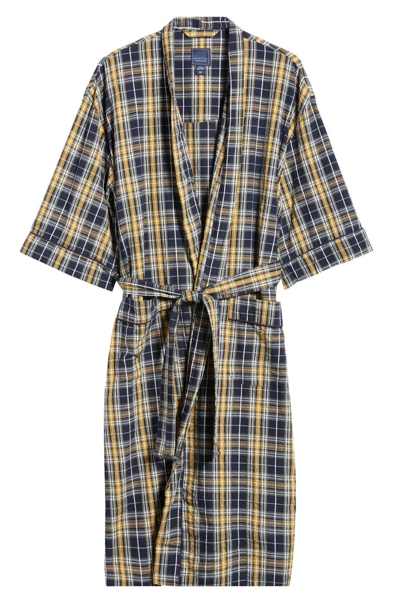 Majestic International Sun Daze Plaid Robe, Alternate, color, Sunny Blue