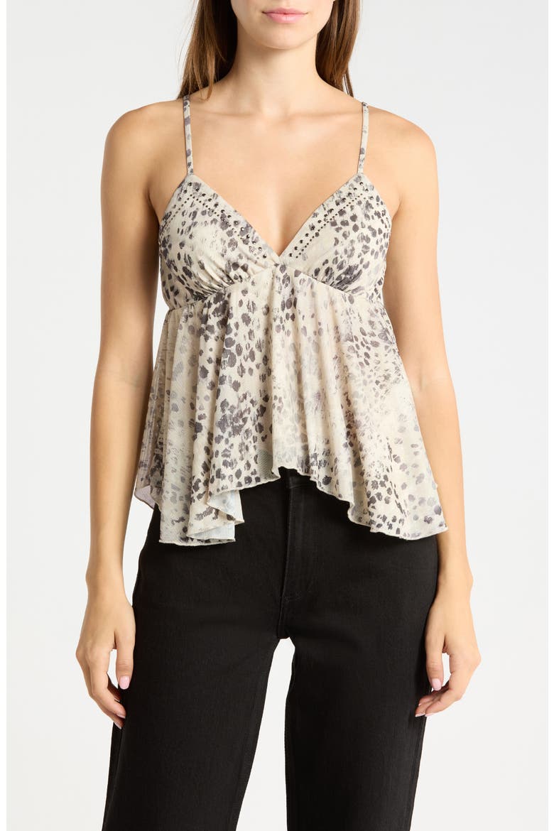 Plunge Neck Sharkbite Hem Camisole, Main, color, STONE COMBO