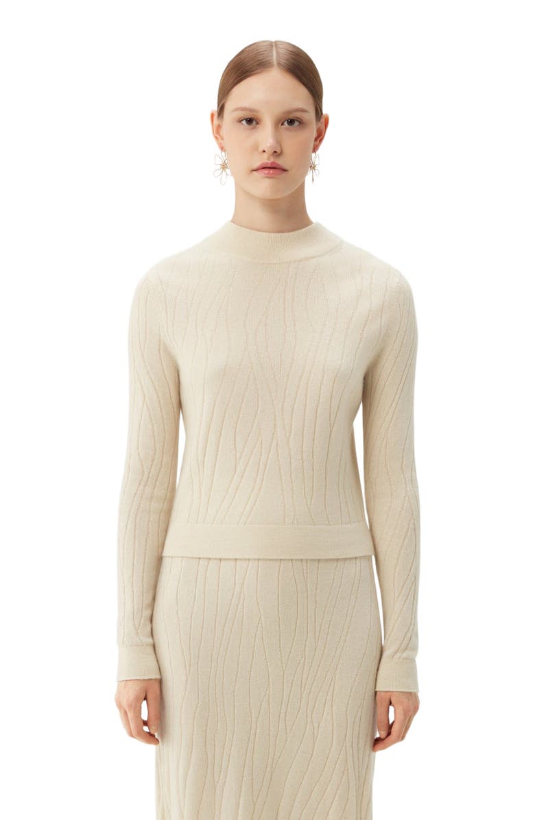 GOBI Mongolian Cashmere Cropped High Neck Cashmere Sweater, Alternate, color, Off White