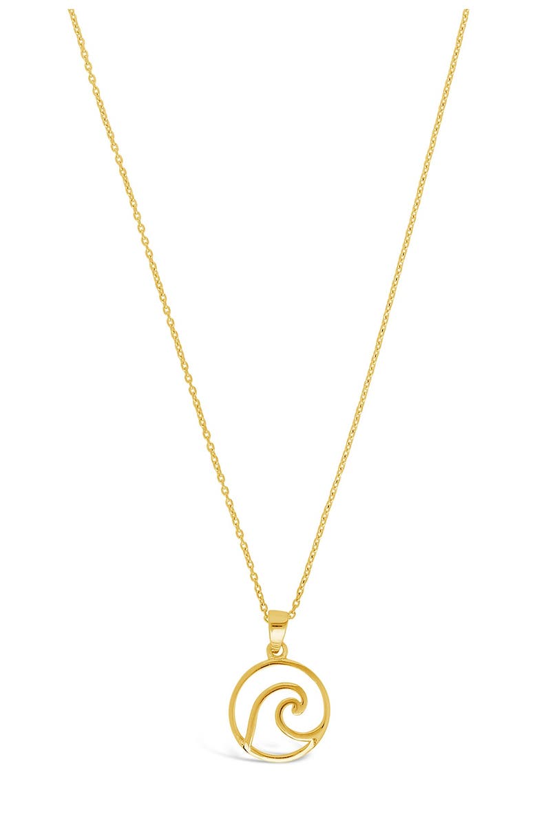 Sterling Forever Open Circle Wave Pendant Necklace, Main, color, Gold