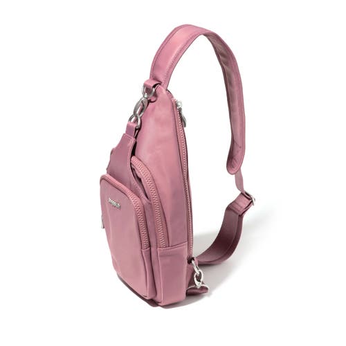 Baggallini Central Park Sling Bag In Mauve Twill