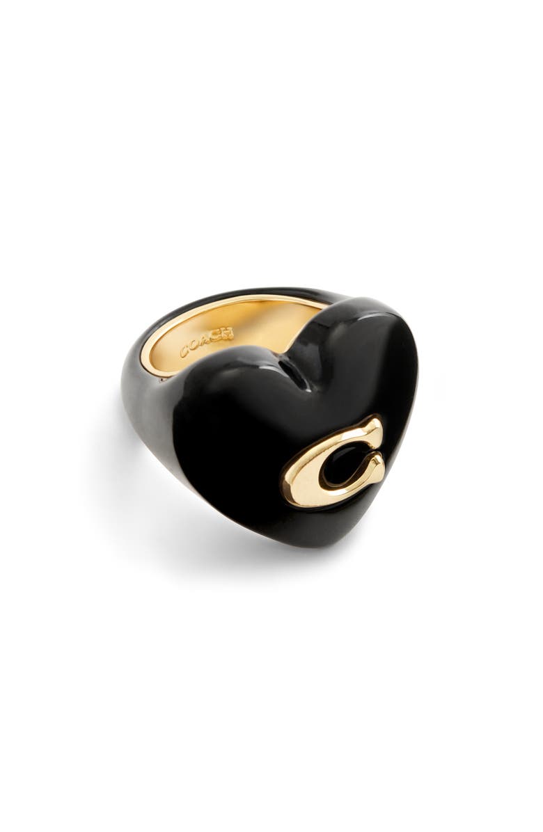 COACH Resin Puffy Heart Cocktail Ring, Alternate, color,