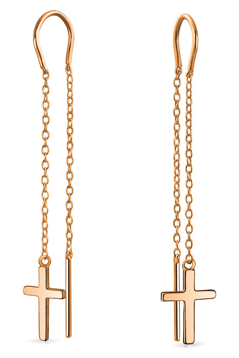 Cross Threader Drop Earrings, Alternate, color, PINK