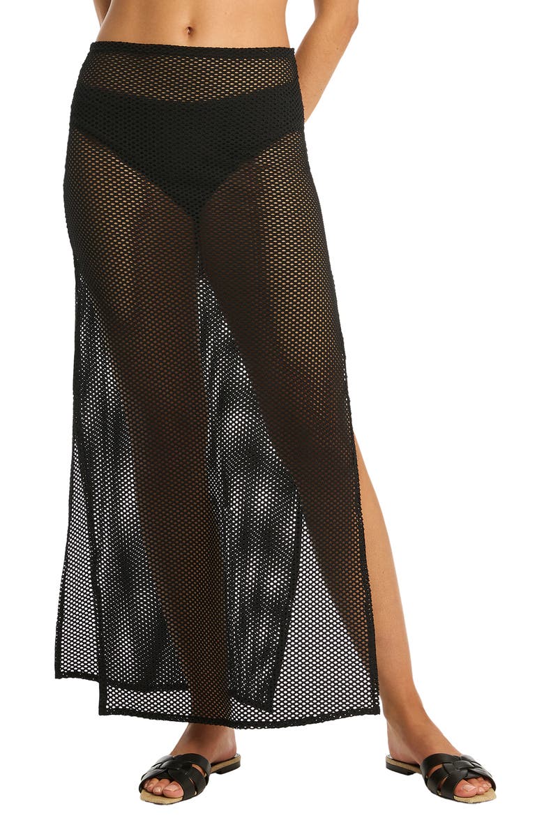 Sea Level Surf Mesh Cover-Up Maxi Skirt, Main, color, 