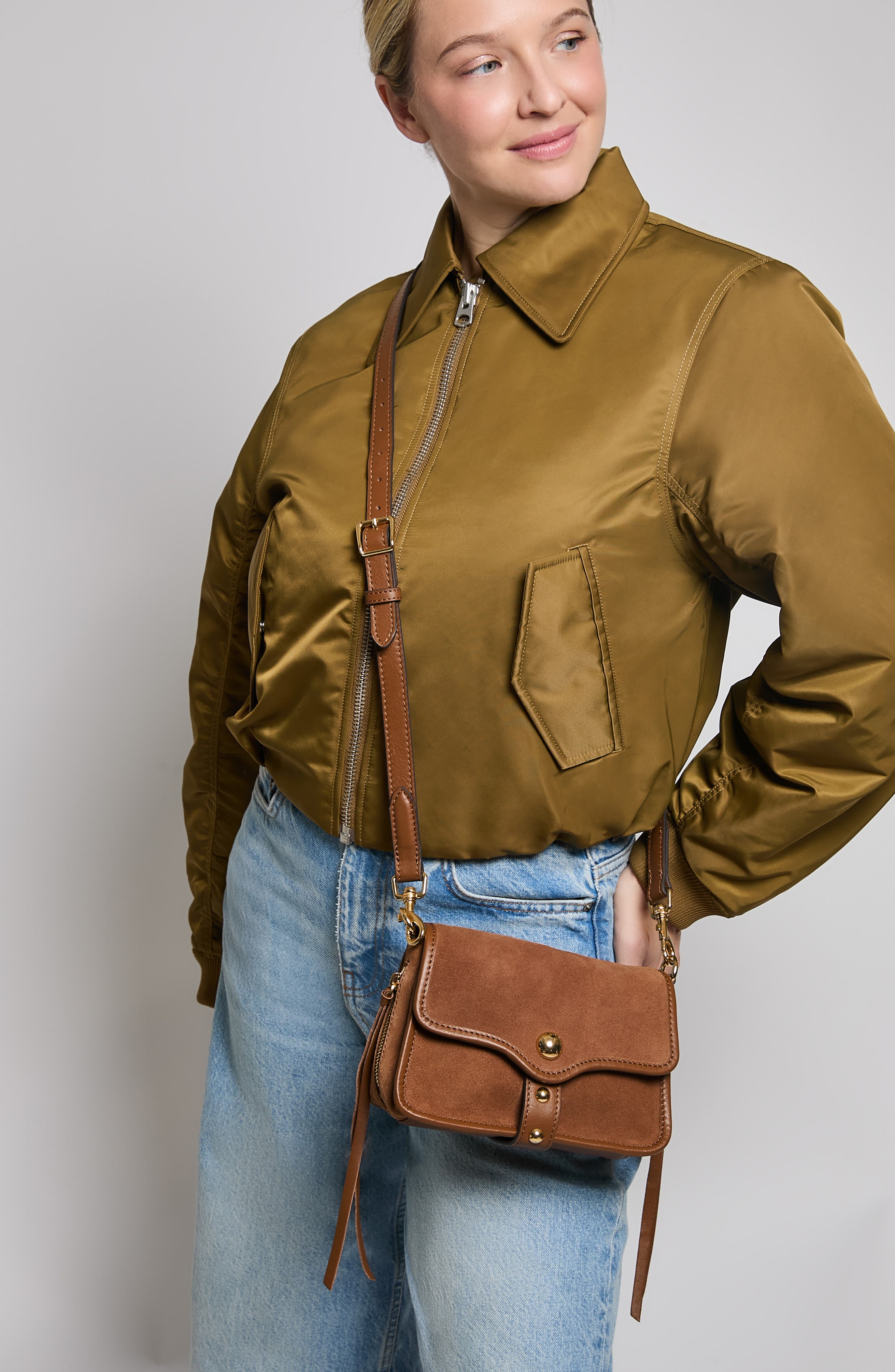 Mini Great Escape Suede Crossbody Bag, Alternate, color, CHESTNUT SUEDE