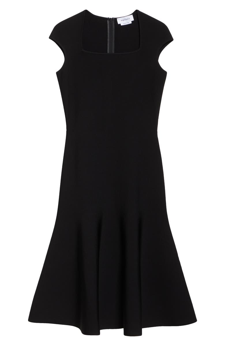 McQueen Square Neck Fit & Flare Dress, Alternate, color, Black
