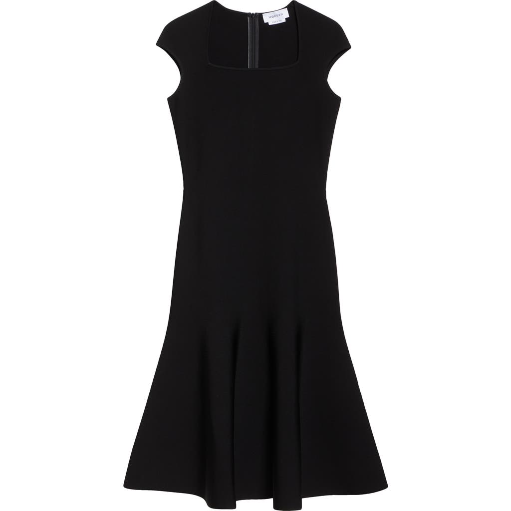 Alexander Mcqueen Wool Tailored Pencil Dress With Lace Details Clothing In Black