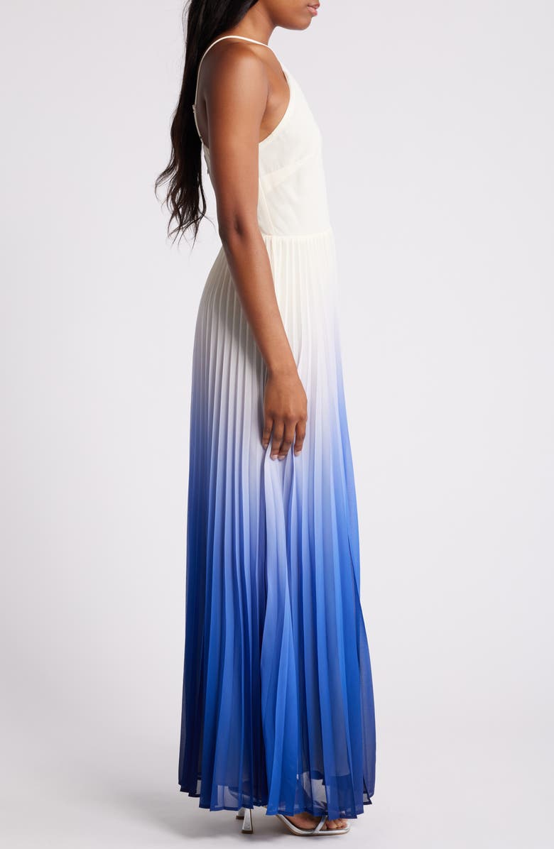 Chelsea28 Dip Dye Halter Pleated Maxi Dress, Alternate, color,