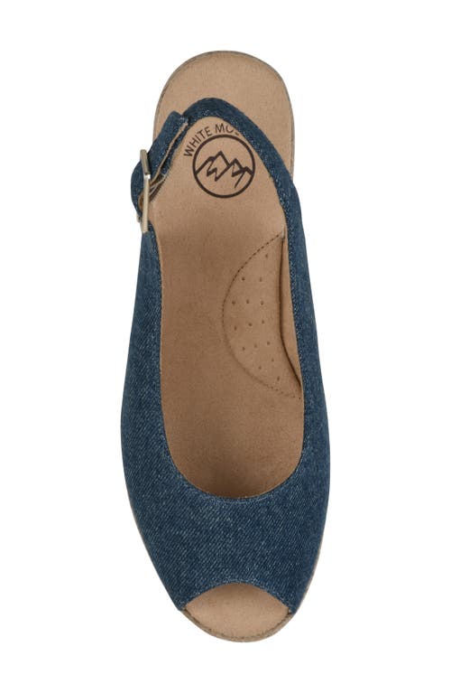 White Mountain Footwear Maize Slingback Wedge Sandal In Dark Blue Denim Fabric