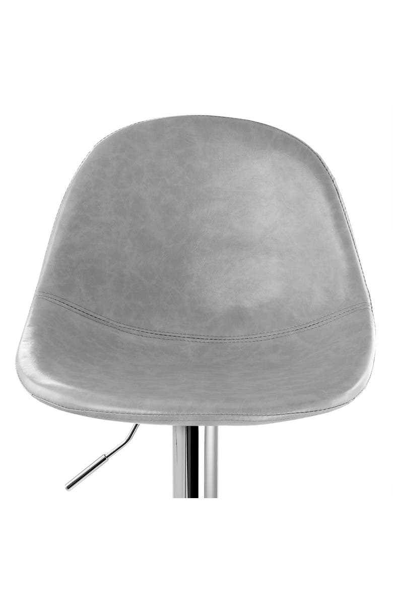 Elama 2 Piece Adjustable Distressed Faux Leather Bucket Bar Stools, Alternate, color, Gray