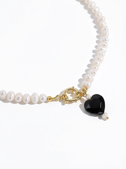 Kokoro Black Heart Freshwater Pearl Necklace