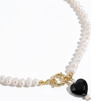 Joey Baby Kokoro Black Heart Freshwater Pearl Necklace