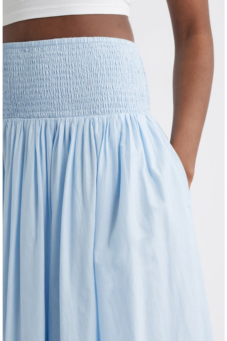Embroidered Eyelet Cotton Smocked Waist Skirt, Alternate, color, BLUE SKYWAY