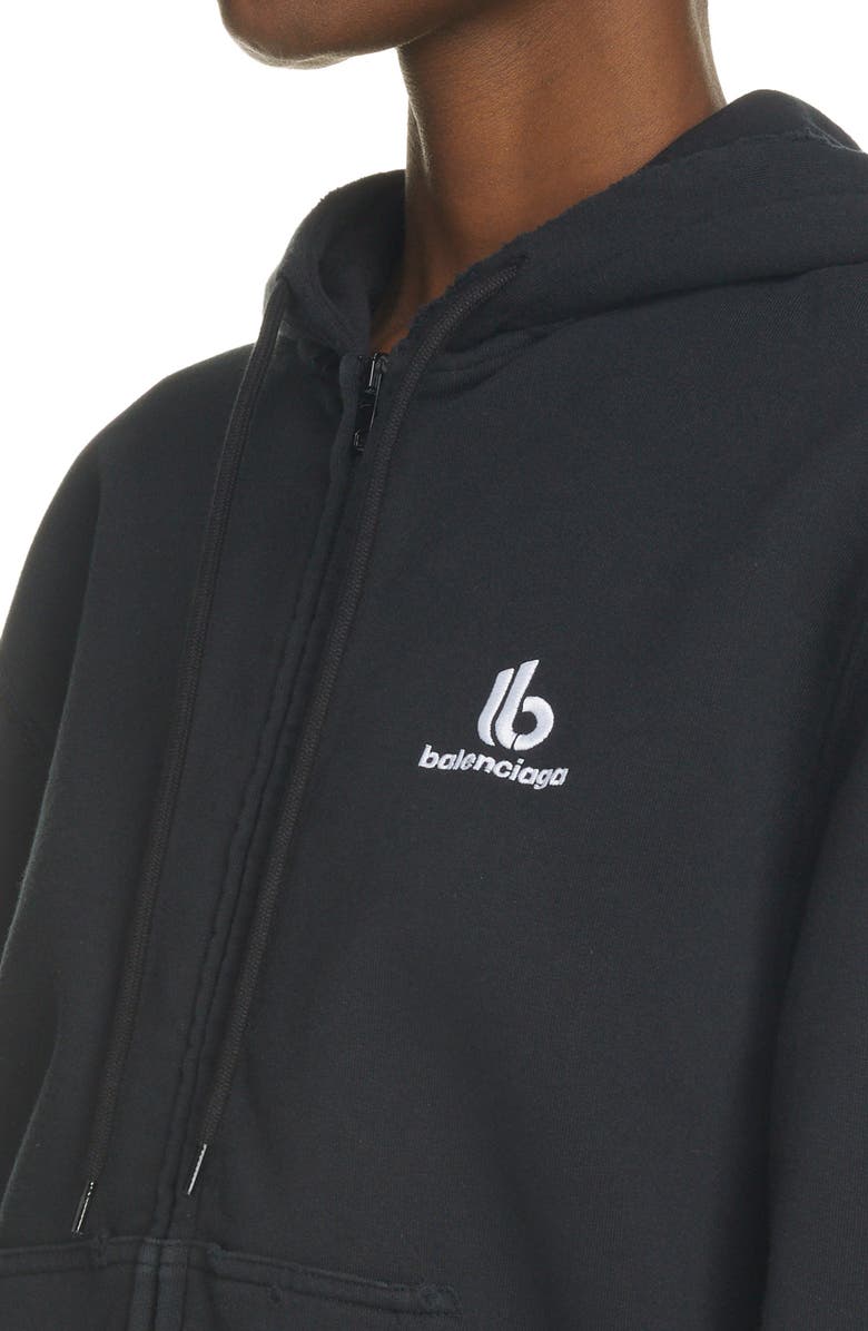 Balenciaga Logo Zip-Up Hoodie, Alternate, color,