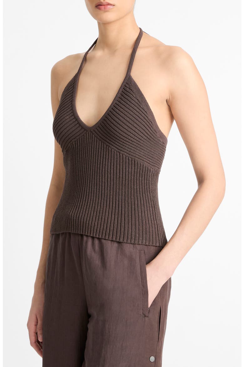 Rib Halter Top, Alternate, color, NIGHT UMBER