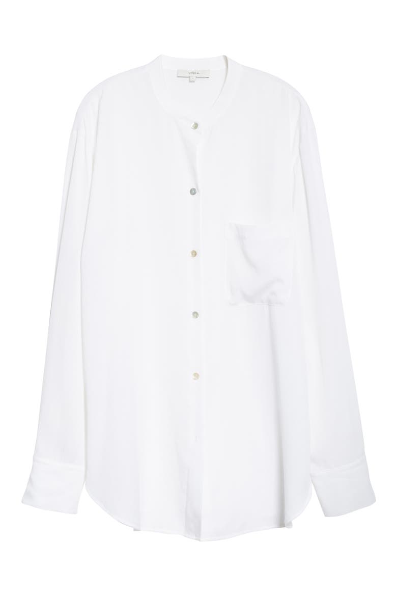 Relaxed Band Collar Blouse, Alternate, color, OFF WHITE