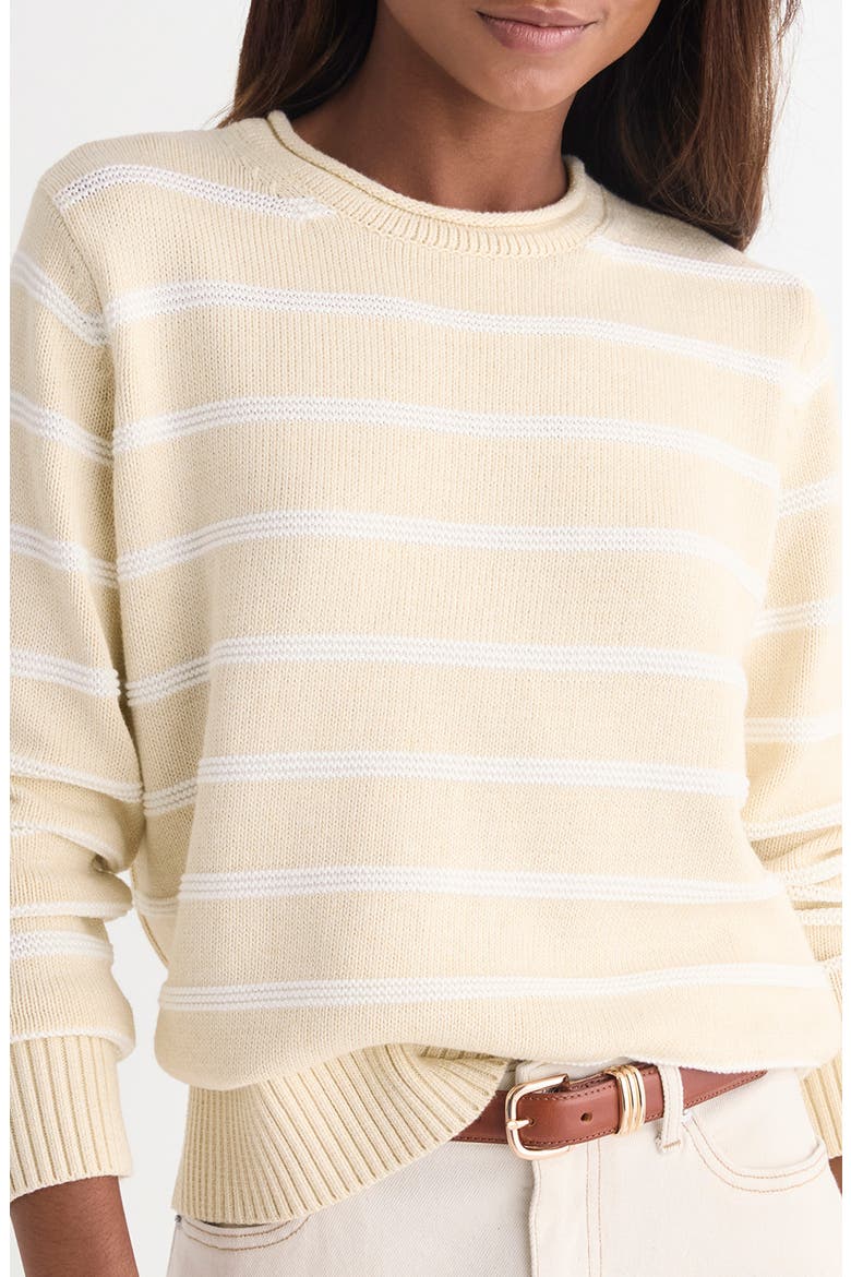 Striped Cotton Crewneck Sweater, Main, color, OATMEAL HEATHER STRIPE