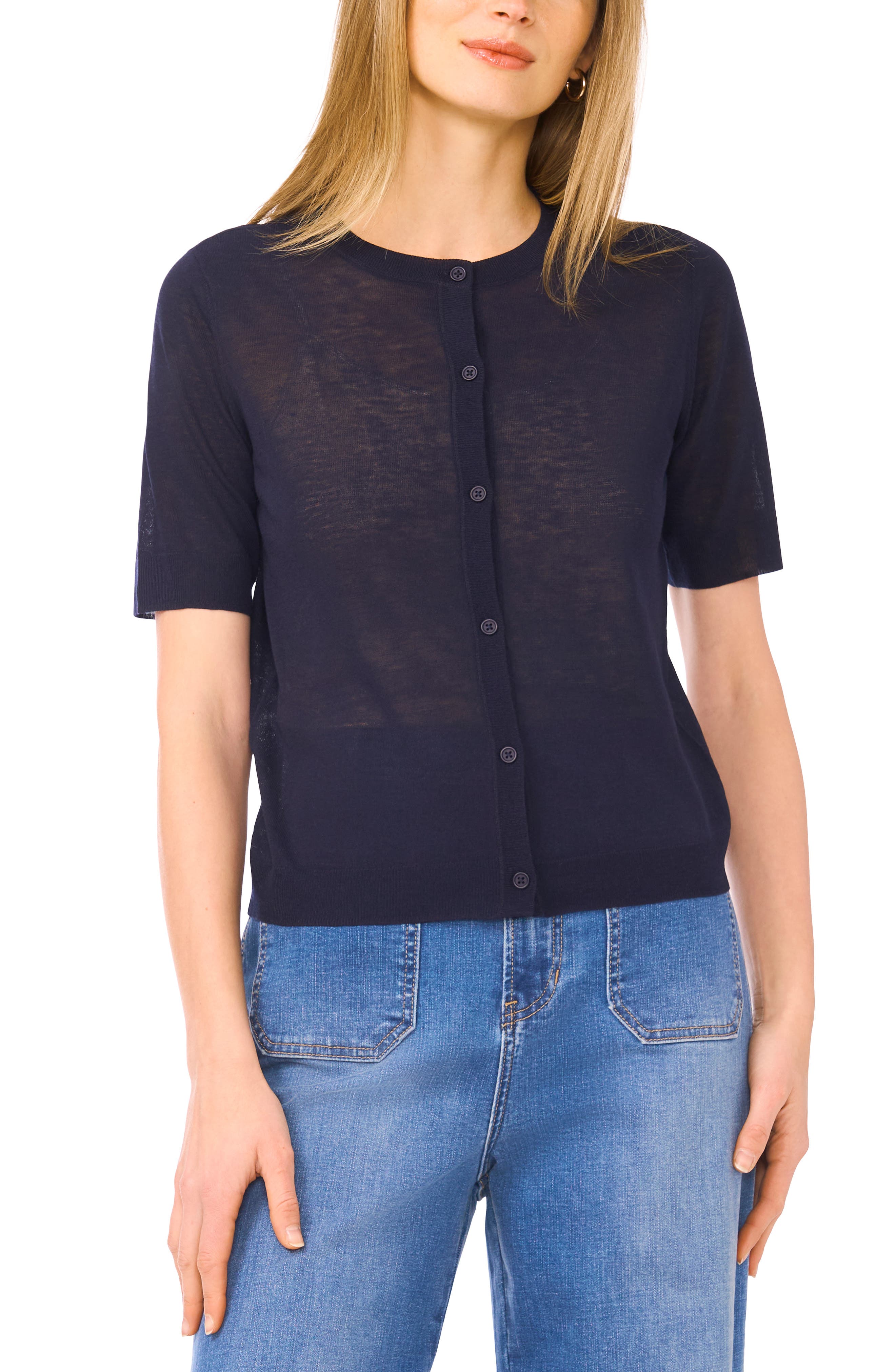 Sheer Short Sleeve Cardigan