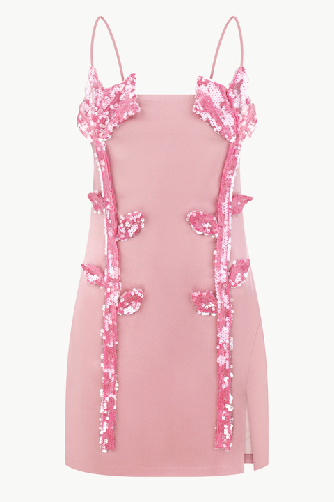 Floral Sequin Appliqus Mini Dress