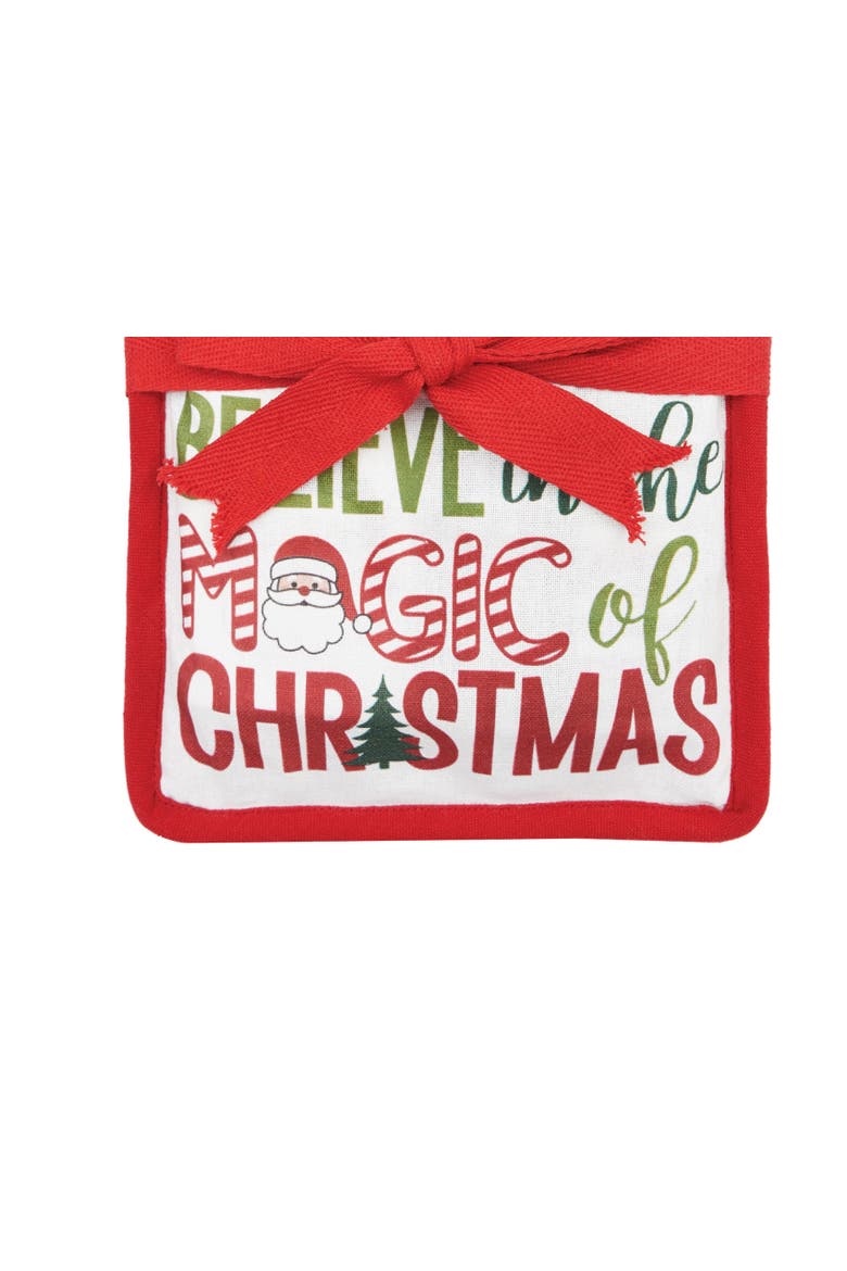 "Believe in the Magic of Christmas"  Santa Claus Potholder Gift Set of 4, Alternate, color, Red