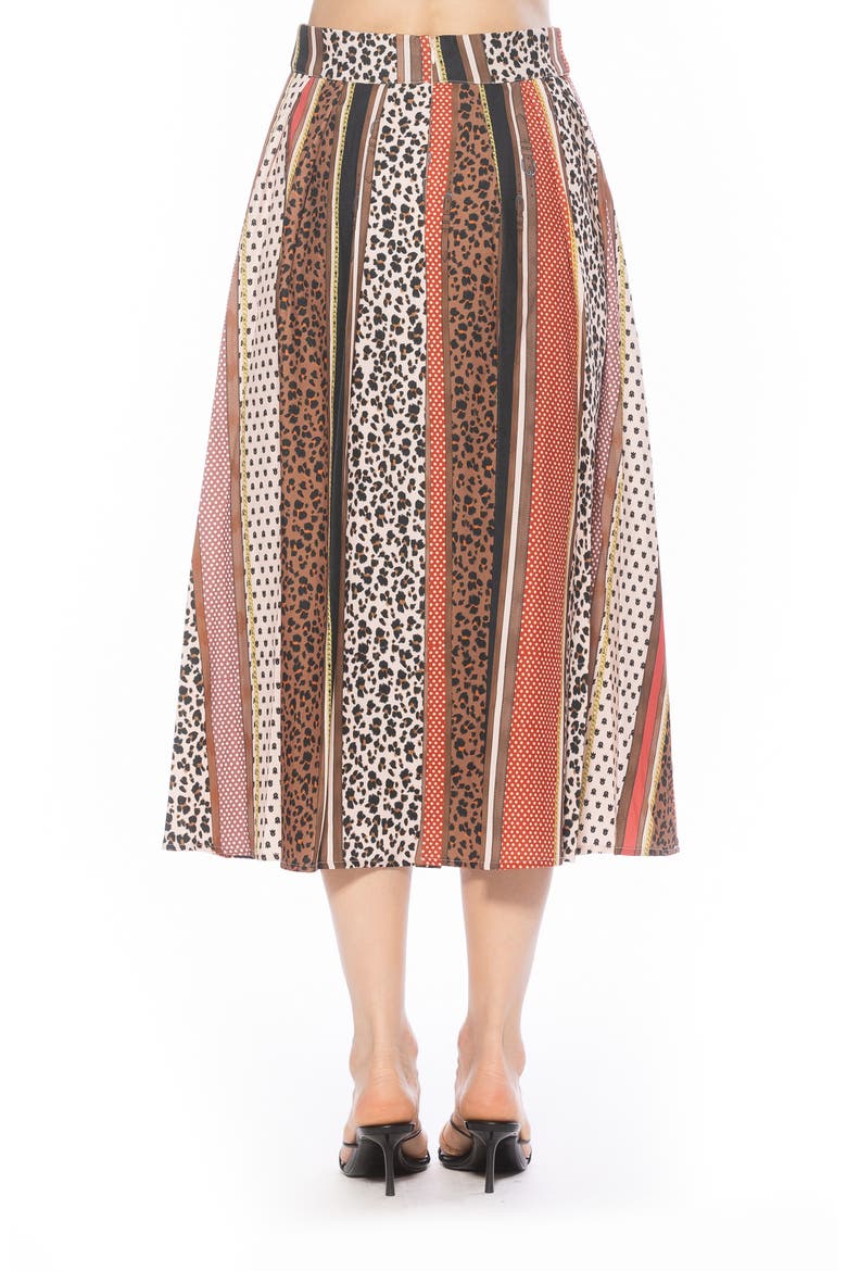 Oren Pleated Midi Skirt, Alternate, color, LEOPARD MULTI