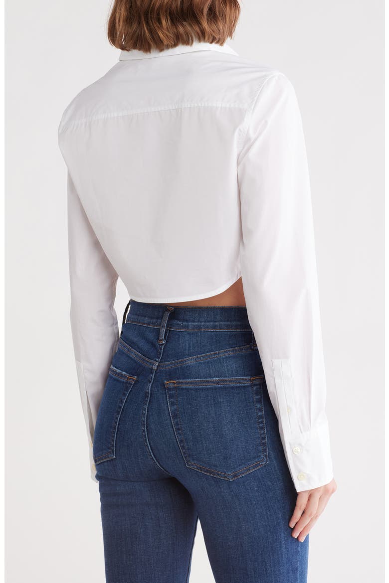 The Saturday Crop Long Sleeve Shirt, Alternate, color, WHITE