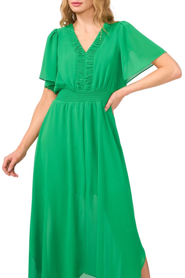 Handkerchief Hem Maxi Dress, Alternate, color, MEDIUM GREEN