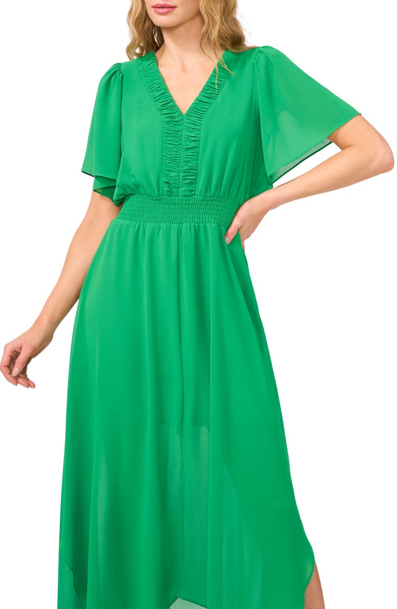 CeCe Handkerchief Hem Maxi Dress, Alternate, color, Medium Green