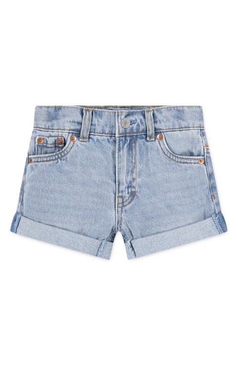Embroidered Mini Mom Denim Shorts (Toddler)