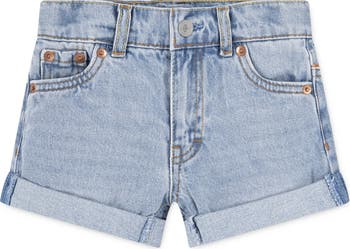 Embroidered Mini Mom Denim Shorts