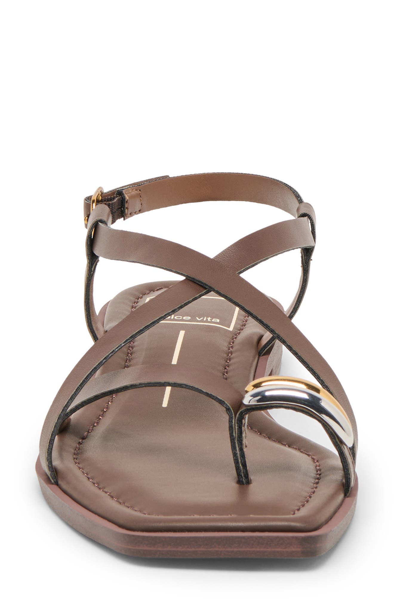 Idalis Toe Loop Sandal, Alternate, color, DARK BROWN STELLA