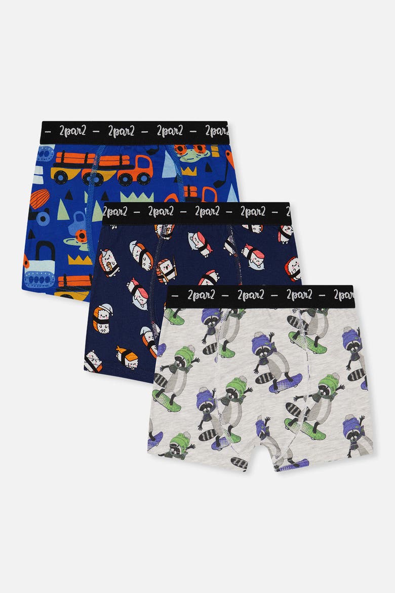 Fun Organic Cotton Elastic Waistband 3-Pack Boxers, Main, color, Fun Print