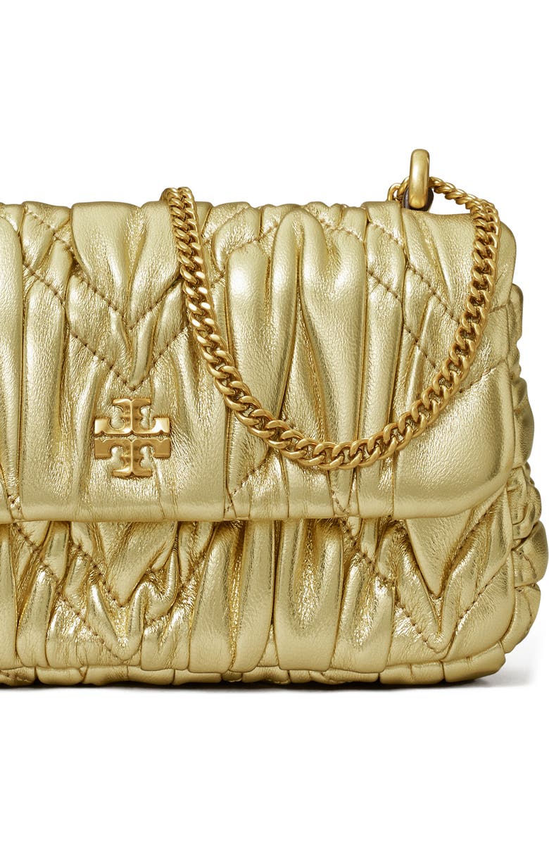 Tory Burch Mini Kira Metallic Ruched Convertible Leather Crossbody Bag, Alternate, color,