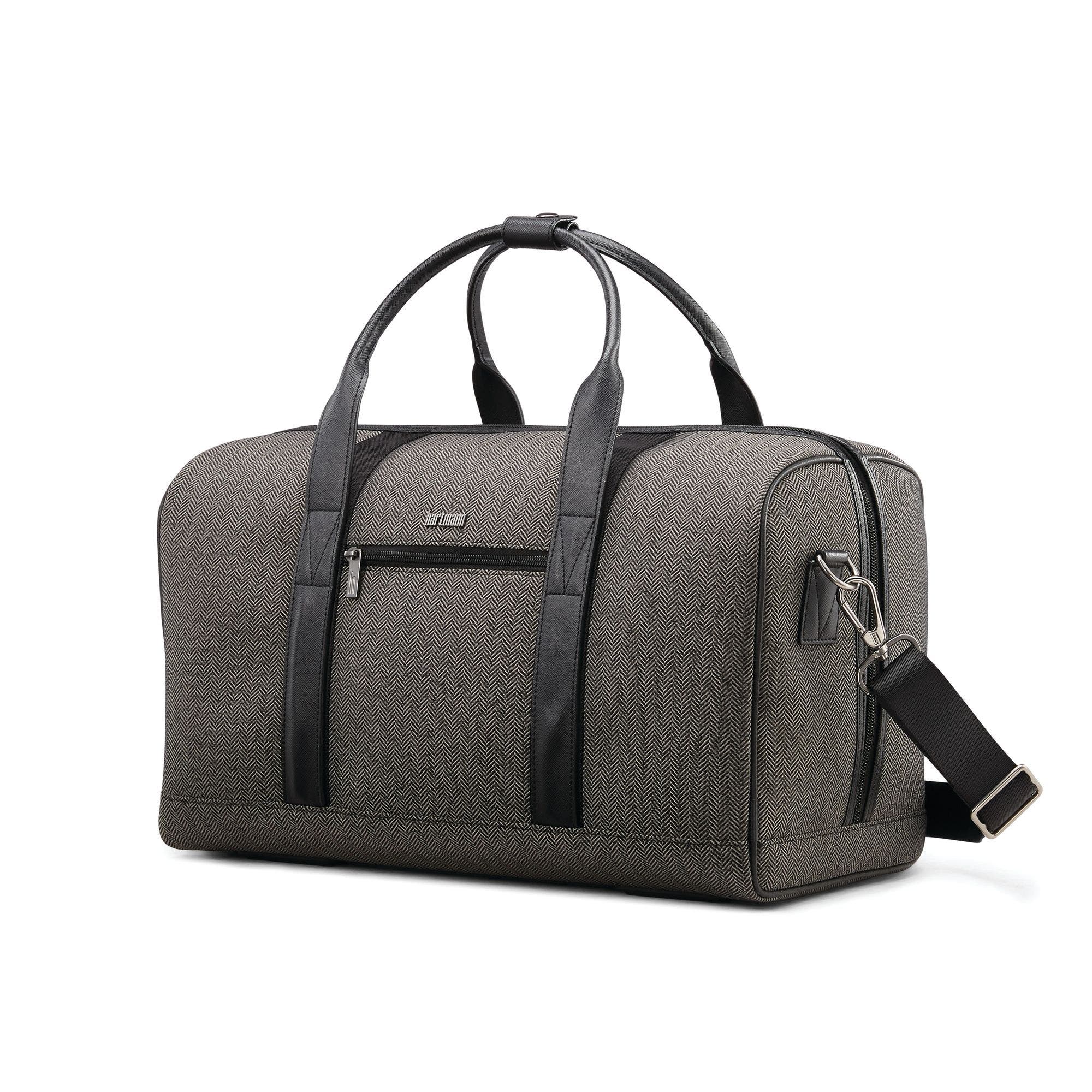Herringbone Deluxe Weekend Duffel Bag, Main, color, Black Herringbone