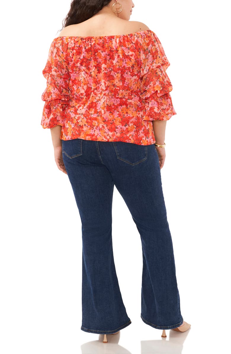 Vince Camuto Floral Off the Shoulder Bubble Sleeve Top, Alternate, color,