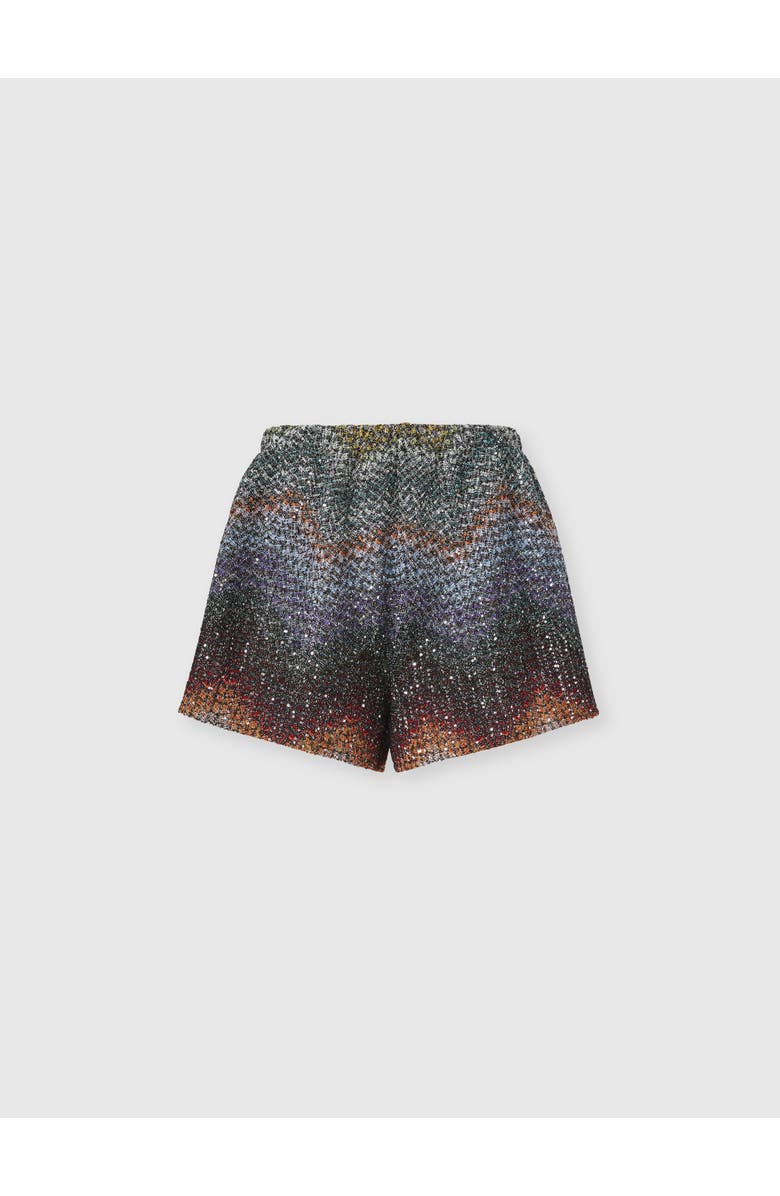 Missoni Mixed Viscose Lamé Shorts With Sequins, Main, color, Green& Brown