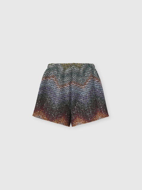 Mixed Viscose Lamé Shorts With Sequins