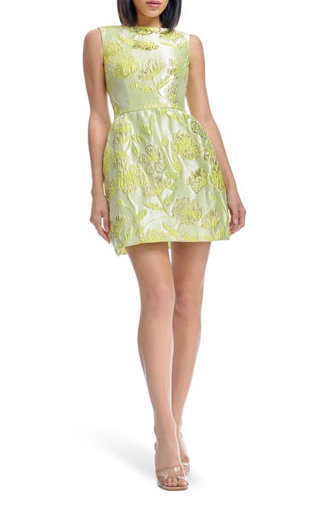 Jackie Metalllic Floral Jacquard Cocktail Minidress