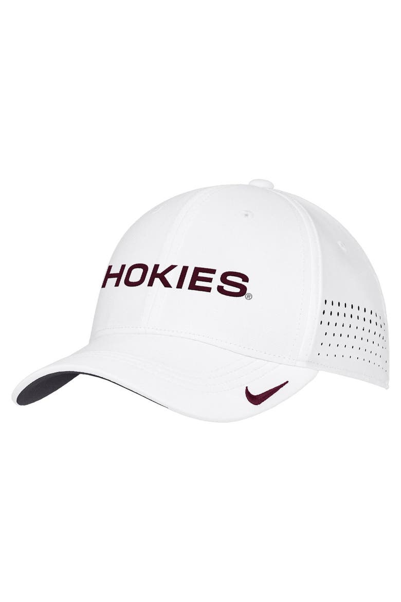 Men's Nike White Virginia Tech Hokies 2026 On-Field AeroBill SwooshFlex Dri-FIT Hat, Main, color, White