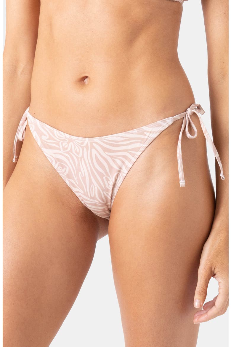Wild Thing Side Tie Cheeky Bikini Bottoms, Alternate, color, CAMEL/ IVORY