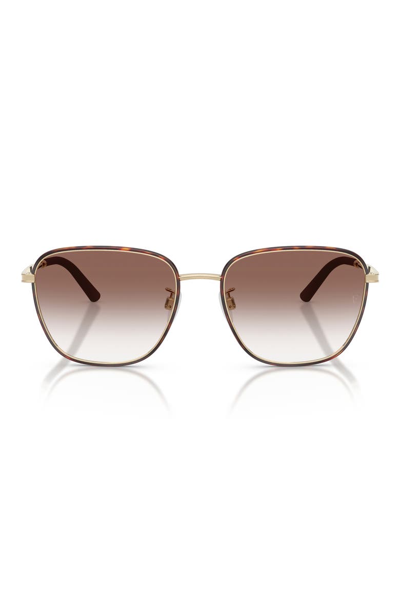 57mm Roger Federer R-18 Square Sunglasses, Main, color, DARK MAHOGANY / BRUSHED GOLD