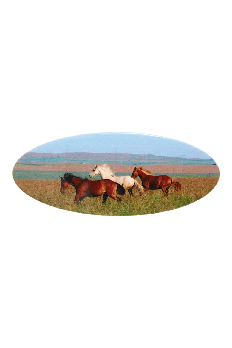 Horse Girl Oval Barrette, Main, color, MULTI GREEN