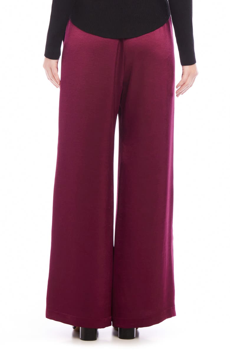 Karen Kane Satin Wide Leg Pants, Alternate, color, Wine
