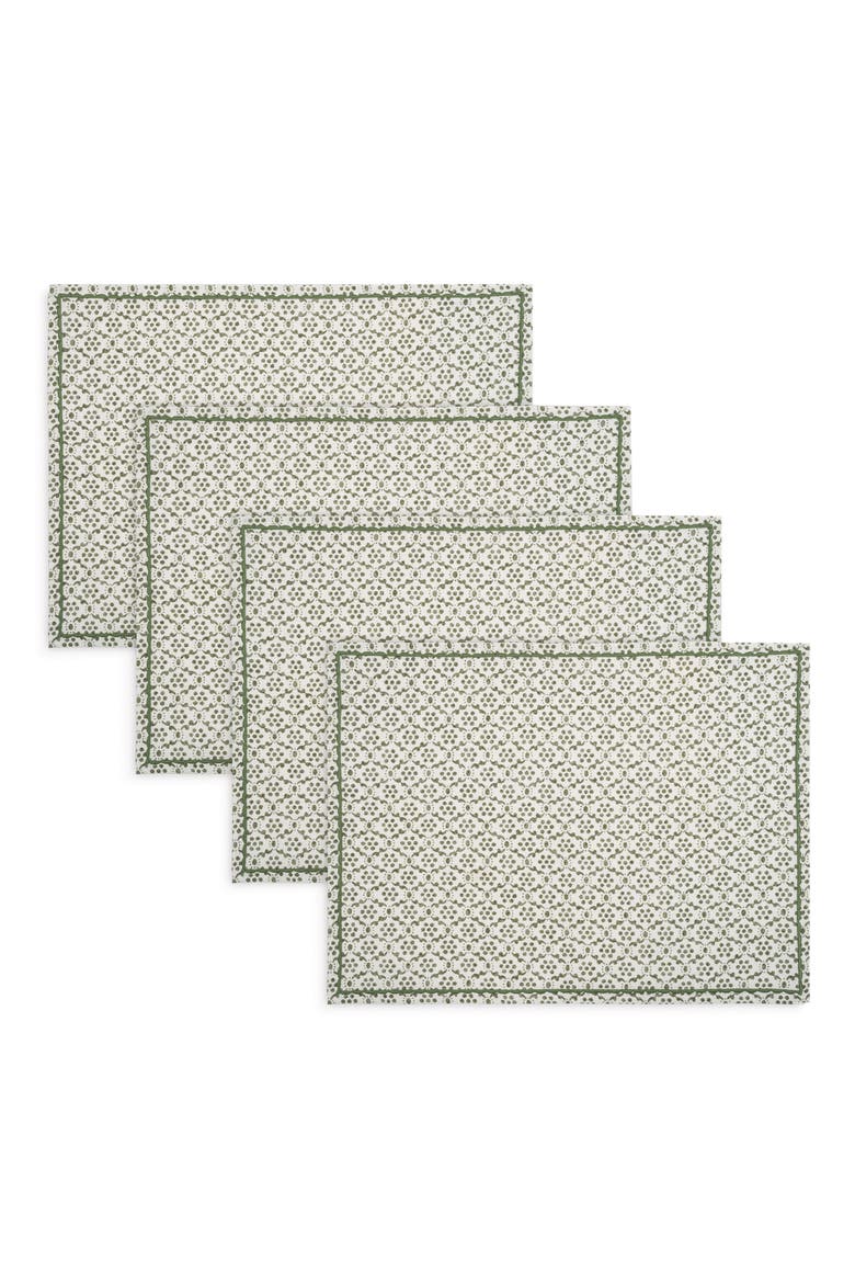 Laksha Set of 4 Linen Placemats, Main, color, CLOVER